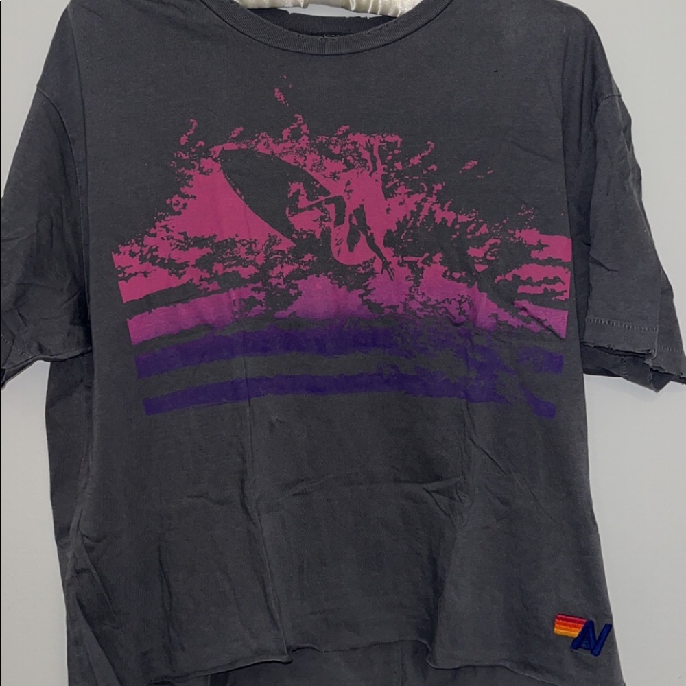 Distressed & Cropped Aviator Nation Surfer T-Shirt